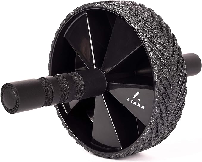 AYARA Rueda para Abdominales Premium AB Wheel Roller con Antiderrape y Mangos Ergonomicos Acolchados, Ideal para Fitness, Cardio, Gimnasio y Ejercicio en Casa, Color Negro